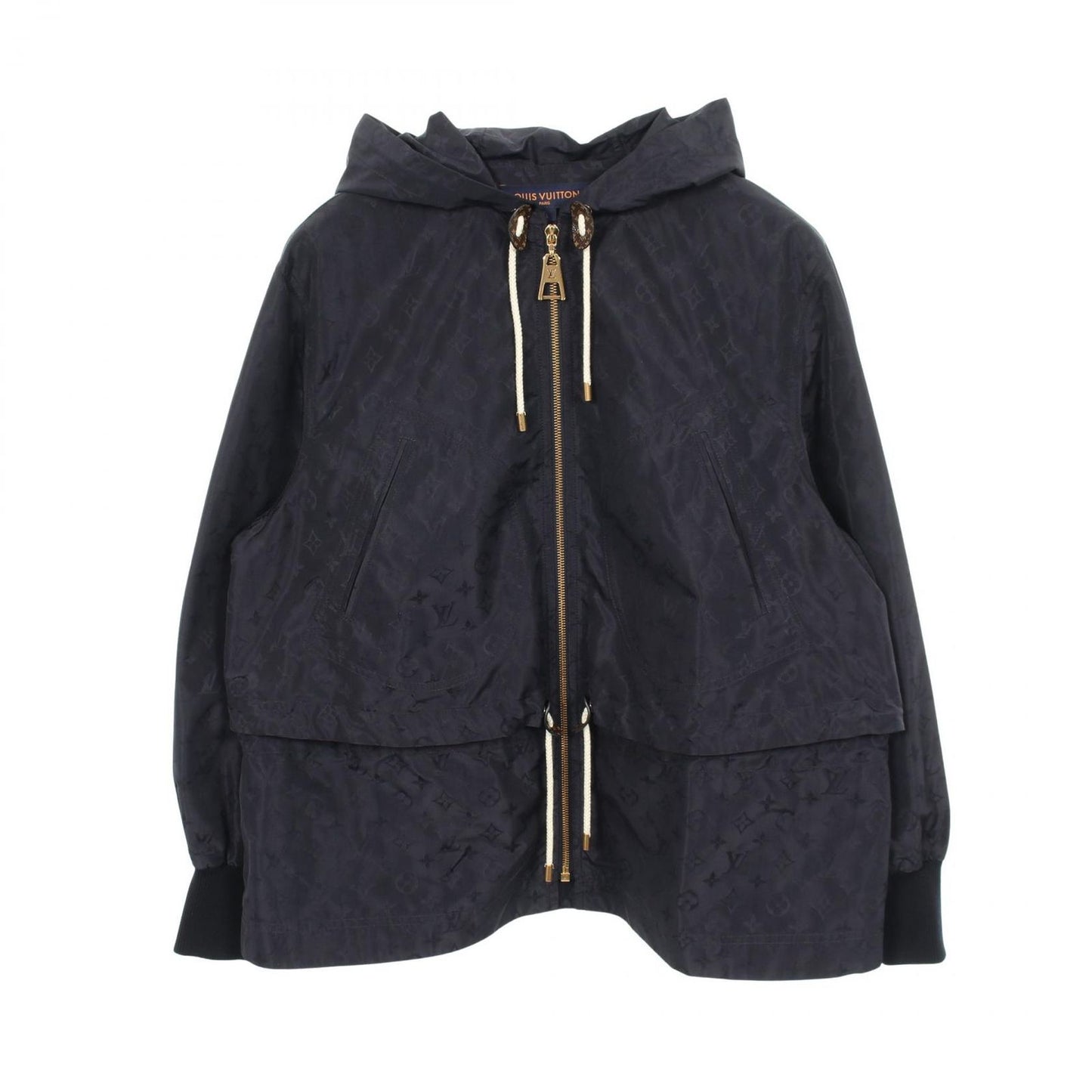 Louis Vuitton Jacket Monogram Hooded Navy Silk