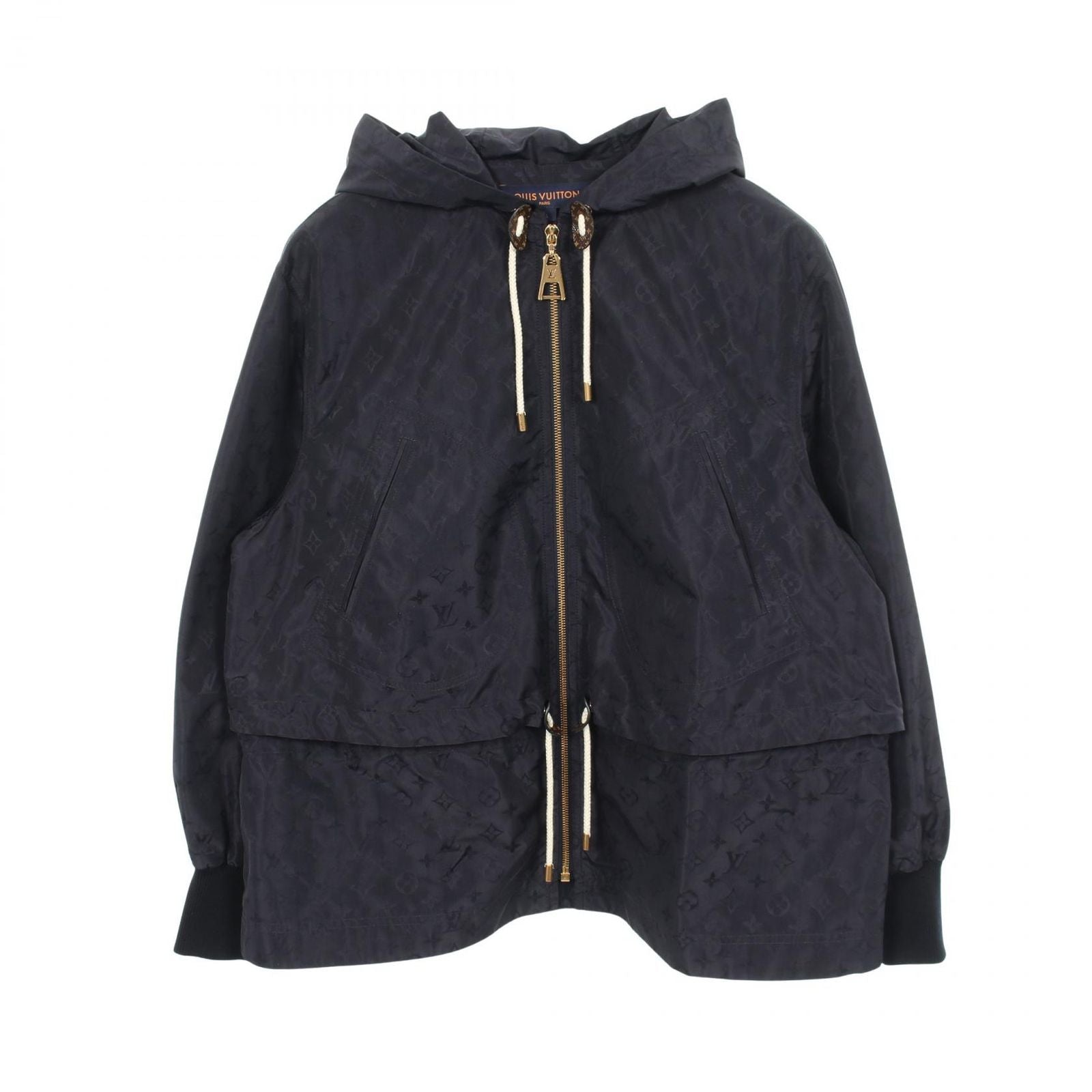 Louis Vuitton Jacket Monogram Hooded Navy Silk