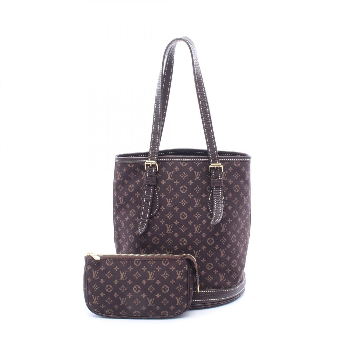 Louis Vuitton Tote Bucket PM Ebene Canvas Leather