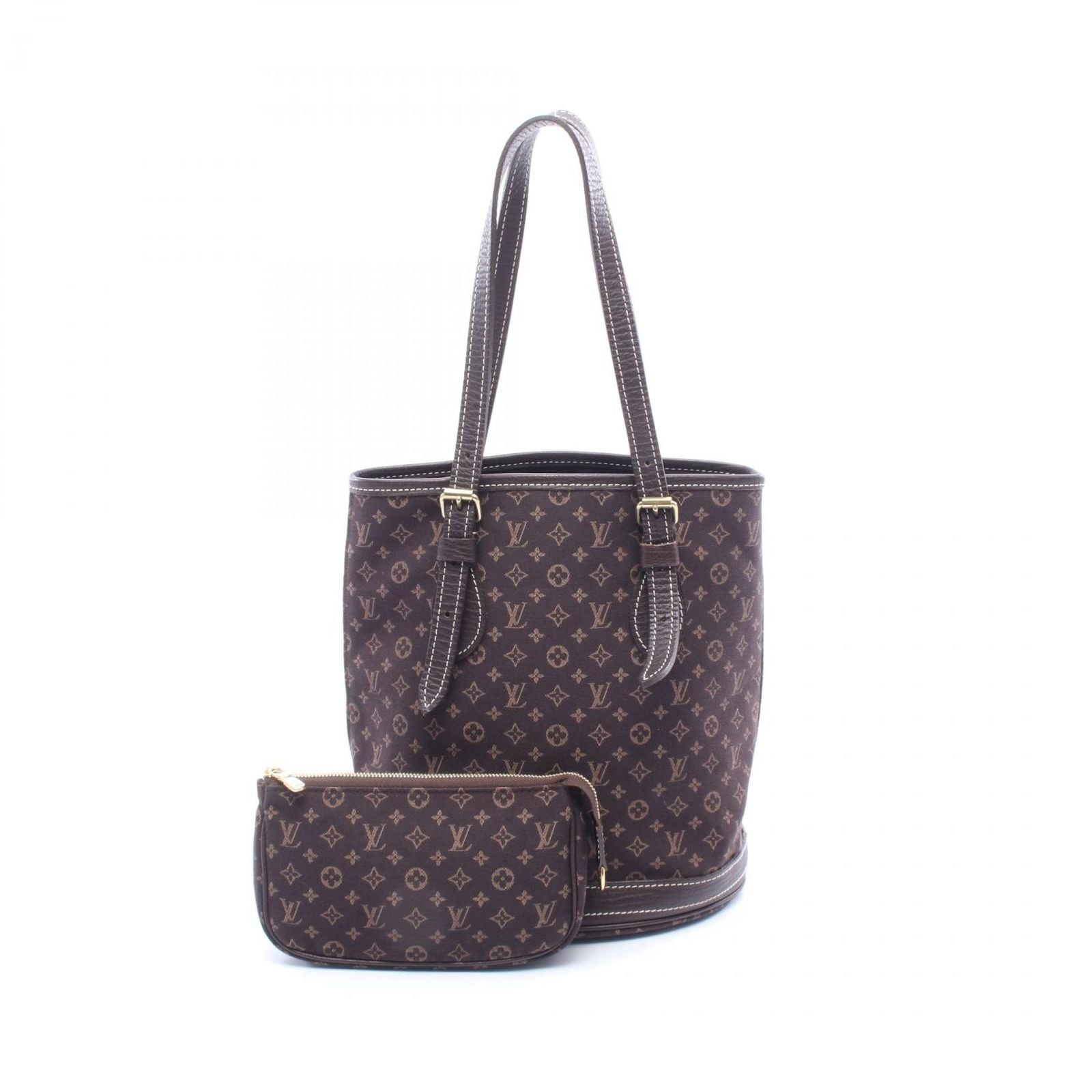 Louis Vuitton Tote Bucket PM Ebene Canvas Leather