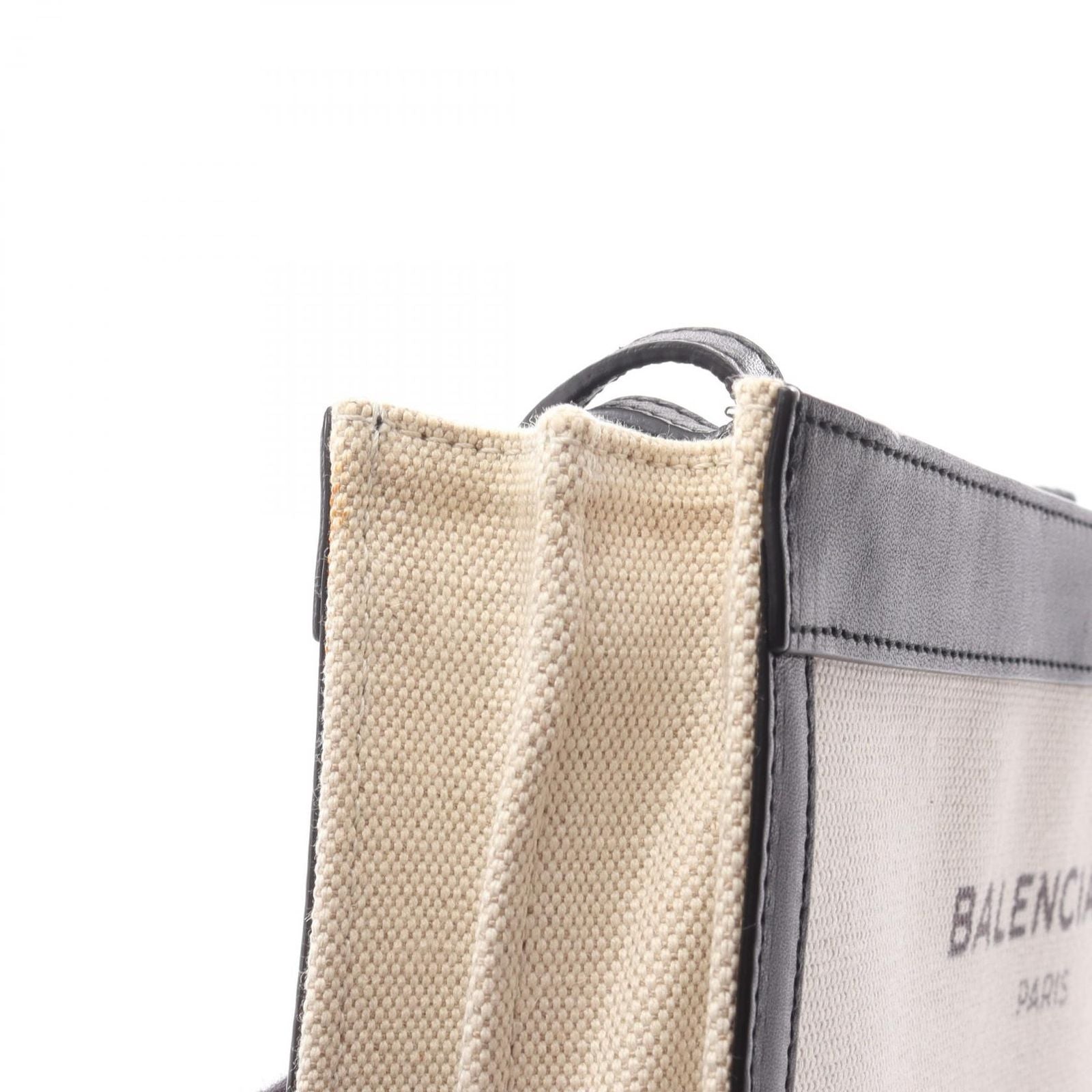 Balenciaga Shoulder Bag Navy Pochette Natural Black Canvas Leather — view 6