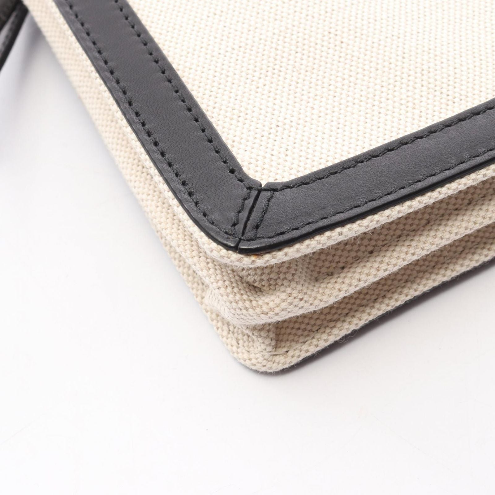 Balenciaga Shoulder Bag Navy Pochette Natural Black Canvas Leather — view 5
