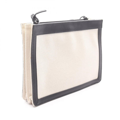Balenciaga Shoulder Bag Navy Pochette Natural Black Canvas Leather — view 2