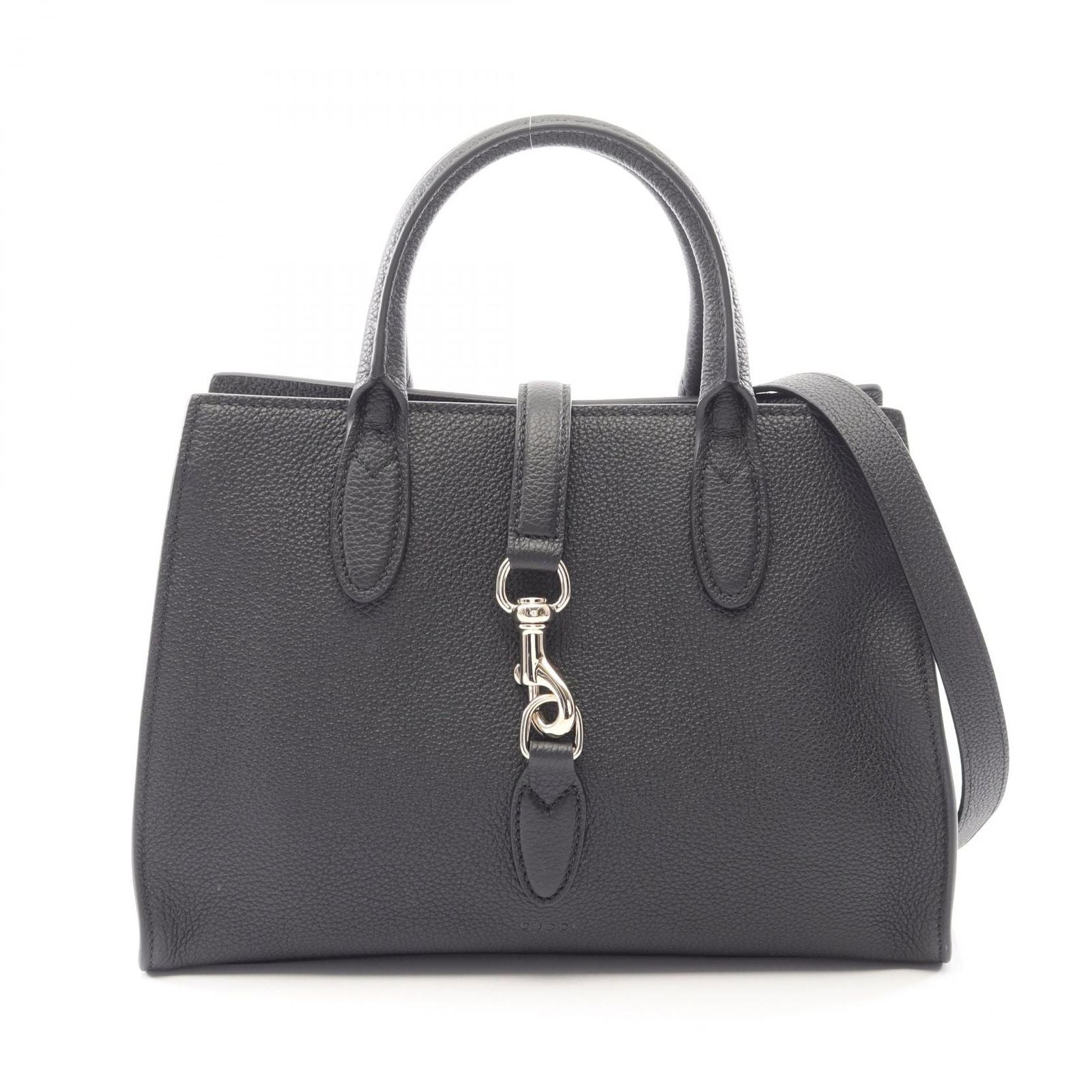 Gucci Tote with Hook Closure 2-Way Black Leather
