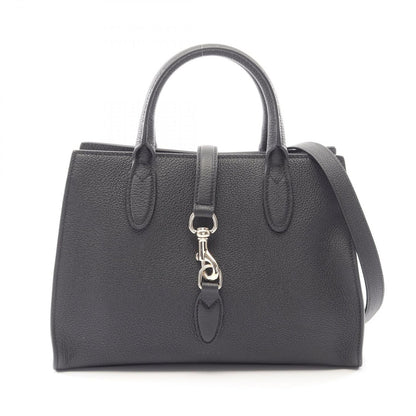 Gucci Tote with Hook Closure 2-Way Black Leather