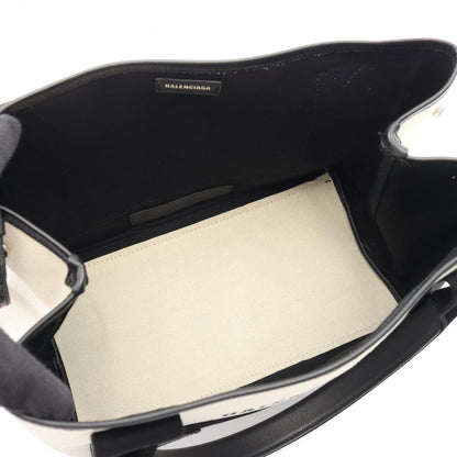 Balenciaga Tote Navy Cabas S Natural Black Canvas Leather — view 3