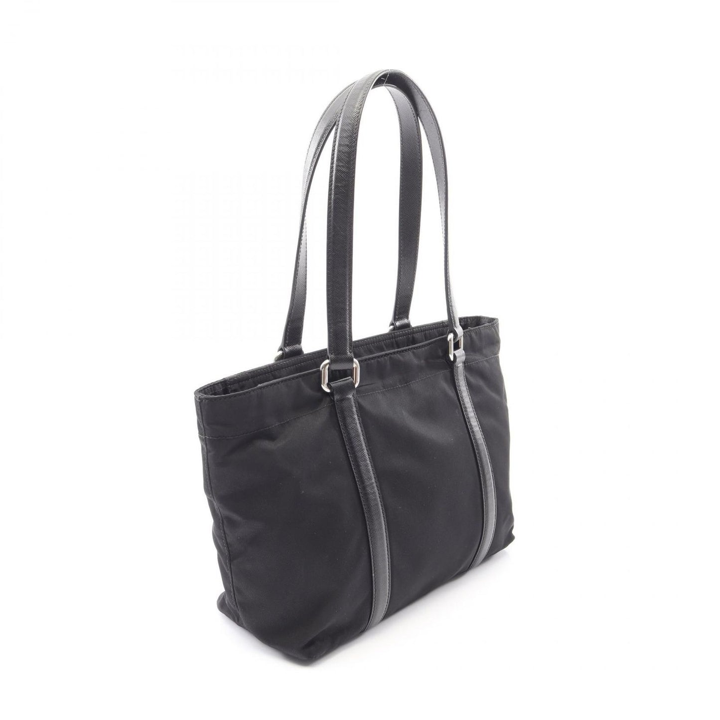 Prada Tote Black Nylon Saffiano Leather Triangle Logo Mini — view 2