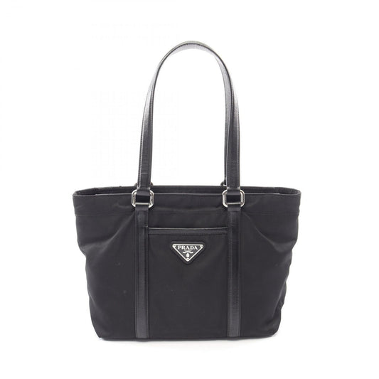 Prada Tote Black Nylon Saffiano Leather Triangle Logo Mini