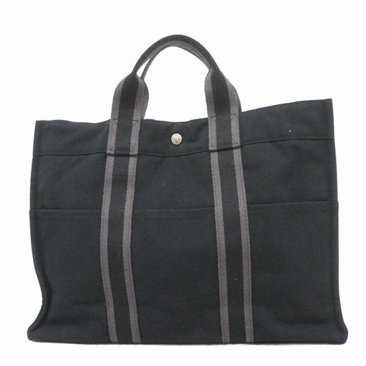 Hermes Tote Fourre Tout MM Canvas Black Silver