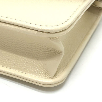 Chanel Shoulder Bag CC Logo Caviar Leather Cream White — view 6