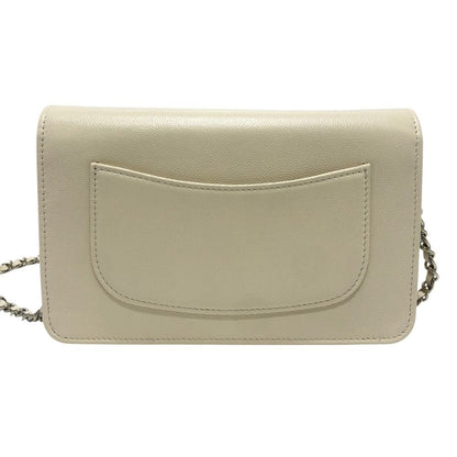 Chanel Shoulder Bag CC Logo Caviar Leather Cream White — view 2