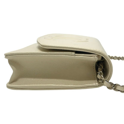Chanel Shoulder Bag CC Logo Caviar Leather Cream White — view 4
