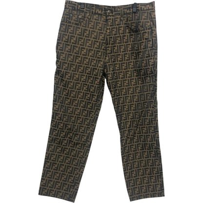 Fendi Pants Zucca Pattern Cotton Brown
