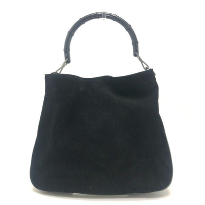 Gucci Shoulder Bag Bamboo Leather Suede Black — view 3