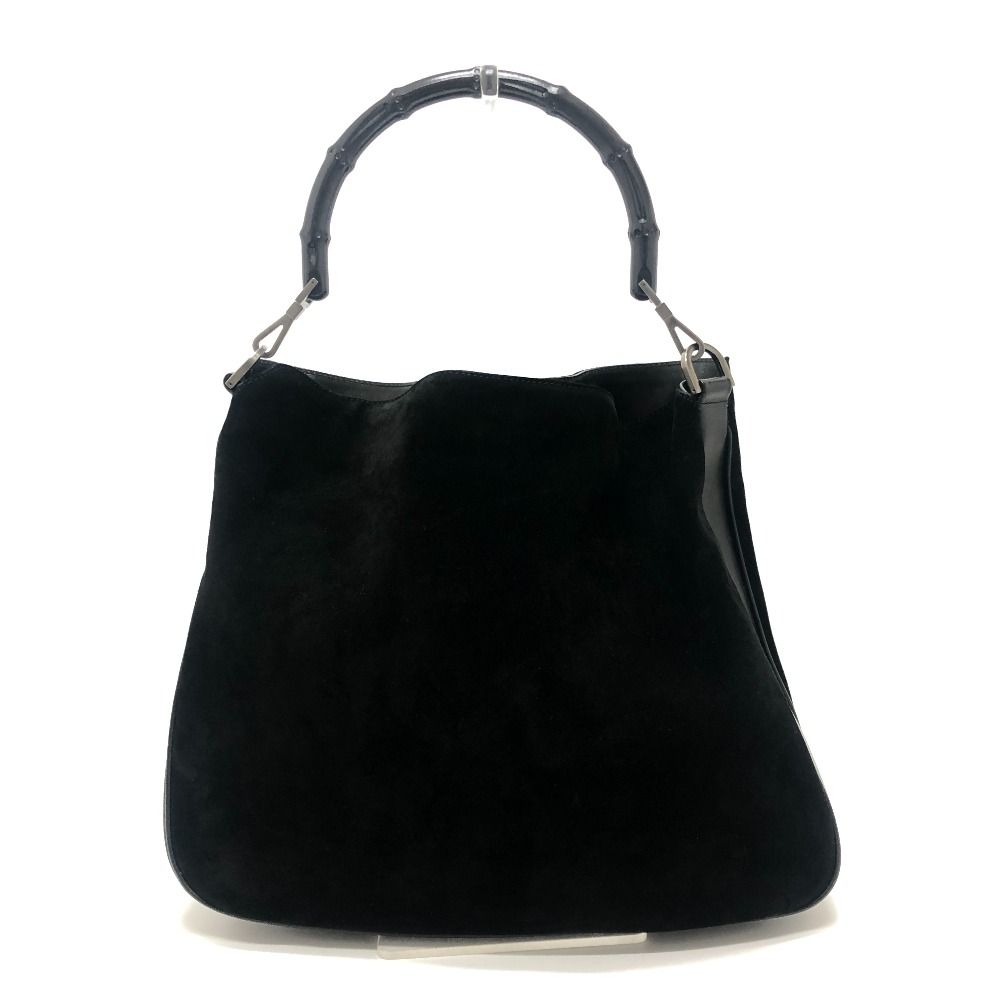Gucci Shoulder Bag Bamboo Leather Suede Black — view 2