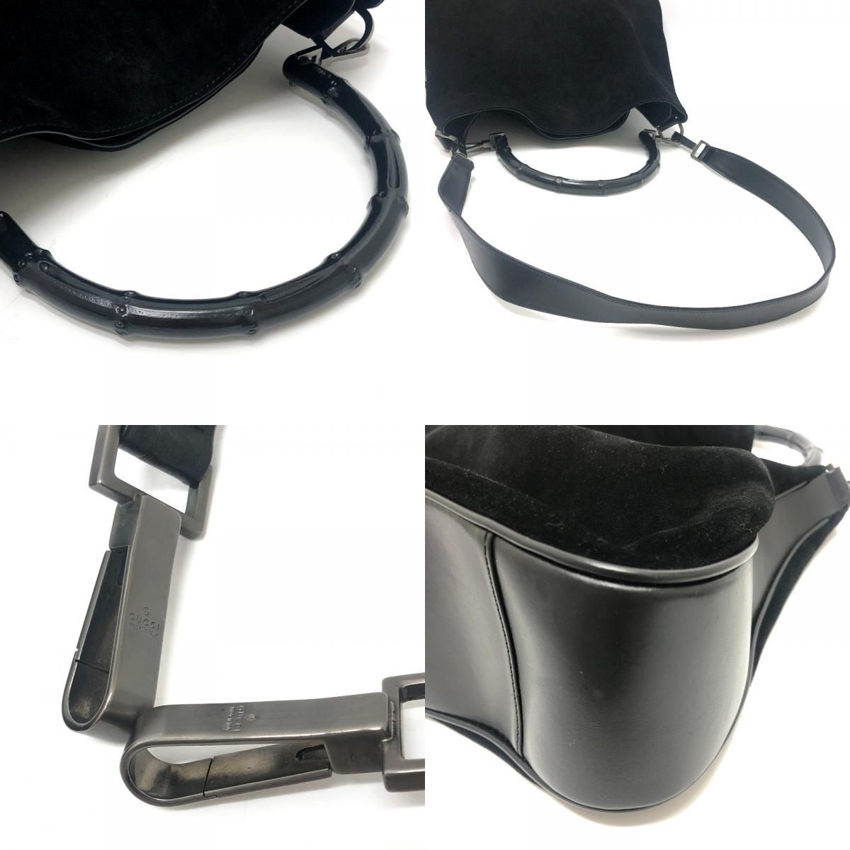 Gucci Shoulder Bag Bamboo Leather Suede Black — view 7