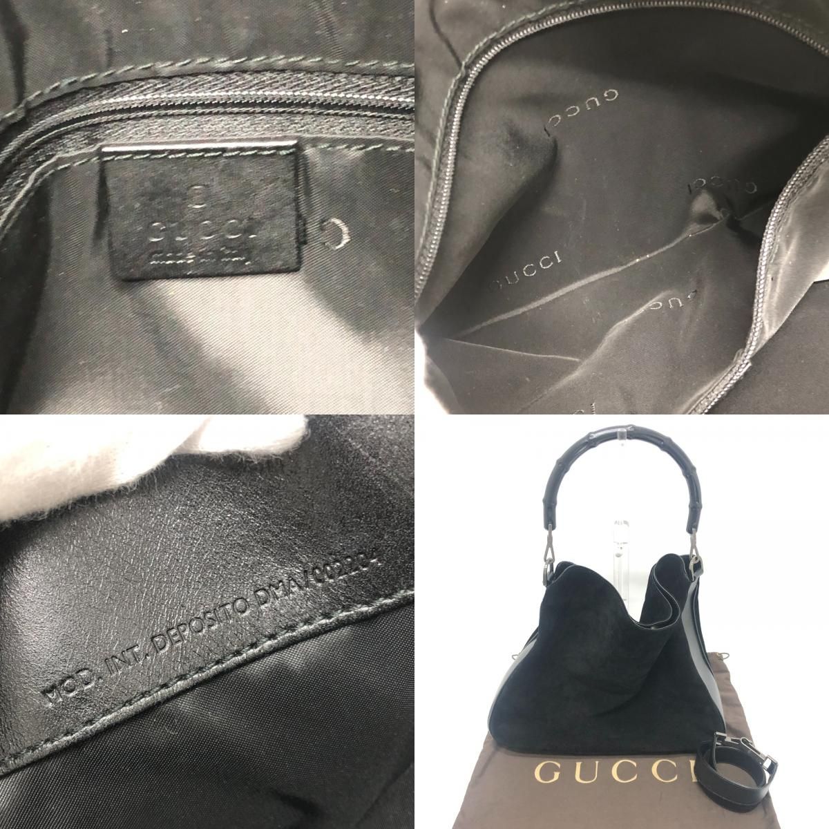 Gucci Shoulder Bag Bamboo Leather Suede Black — view 9