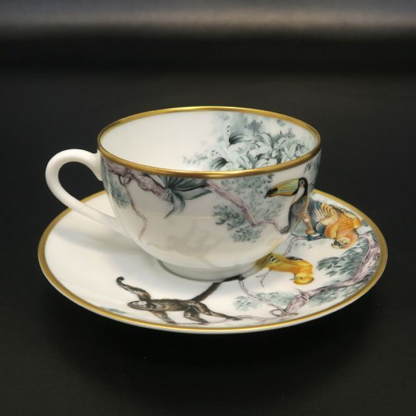 Hermes Red Roadside Sketch Tea Cup & Saucer — view 2