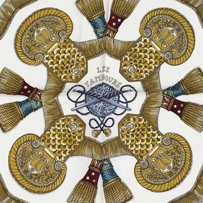 Hermes Scarf Carre 90 les Tambours Taiko Drum Silk Navy Multicolor Musical — view 2