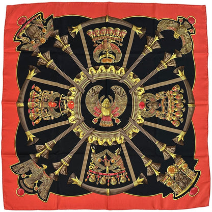 Hermes Scarf Carre 90 Caty Ancient Egypt Silk Red Black Scarab Bird Animal