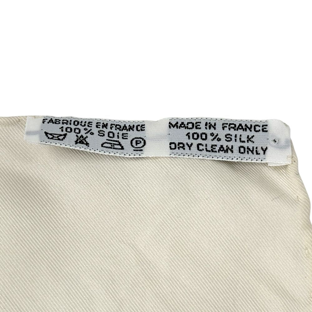 Hermes Scarf Carre 90 Plumes Par Henride Linares Feather Silk White Cream Large — view 4