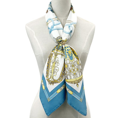 Hermes Scarf Carre 90 les Muserolles Nose Leather Silk Blue Large — view 6