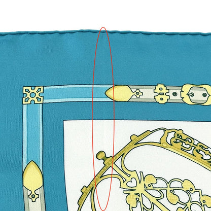 Hermes Scarf Carre 90 les Muserolles Nose Leather Silk Blue Large — view 8