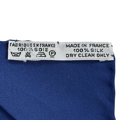 Hermes Scarf Carre 90 Spring Silk Navy Blue Multicolor Carriage Large — view 4