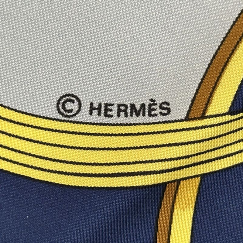 Hermes Scarf Carre 90 Spring Silk Navy Blue Multicolor Carriage Large — view 3