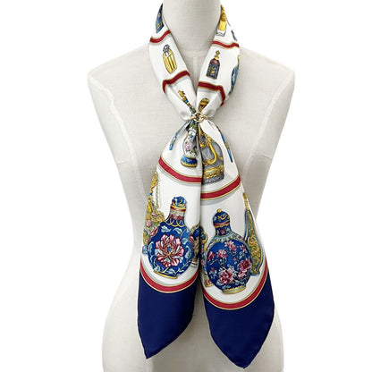 Hermes Scarf Carre 90 Qu'importe le Flacon Perfume Bottle Silk Navy Multicolor — view 7