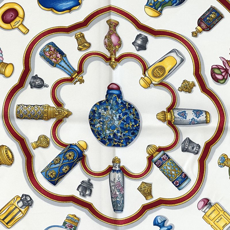 Hermes Scarf Carre 90 Qu'importe le Flacon Perfume Bottle Silk Navy Multicolor — view 2