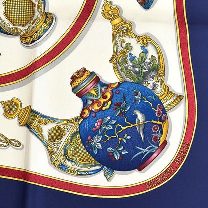 Hermes Scarf Carre 90 Qu'importe le Flacon Perfume Bottle Silk Navy Multicolor — view 3