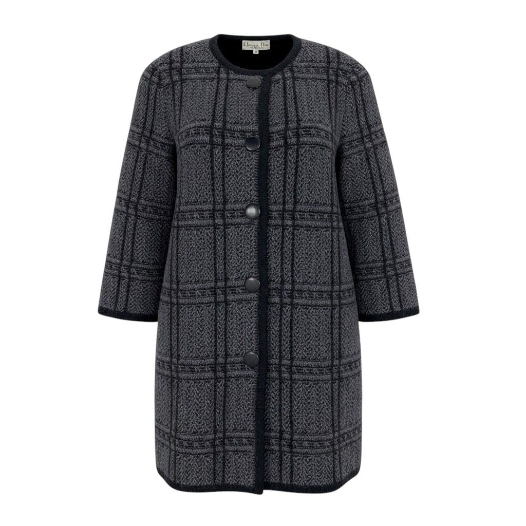 Dior Long Sleeve Knit Cardigan Length All Over Pattern M Gray