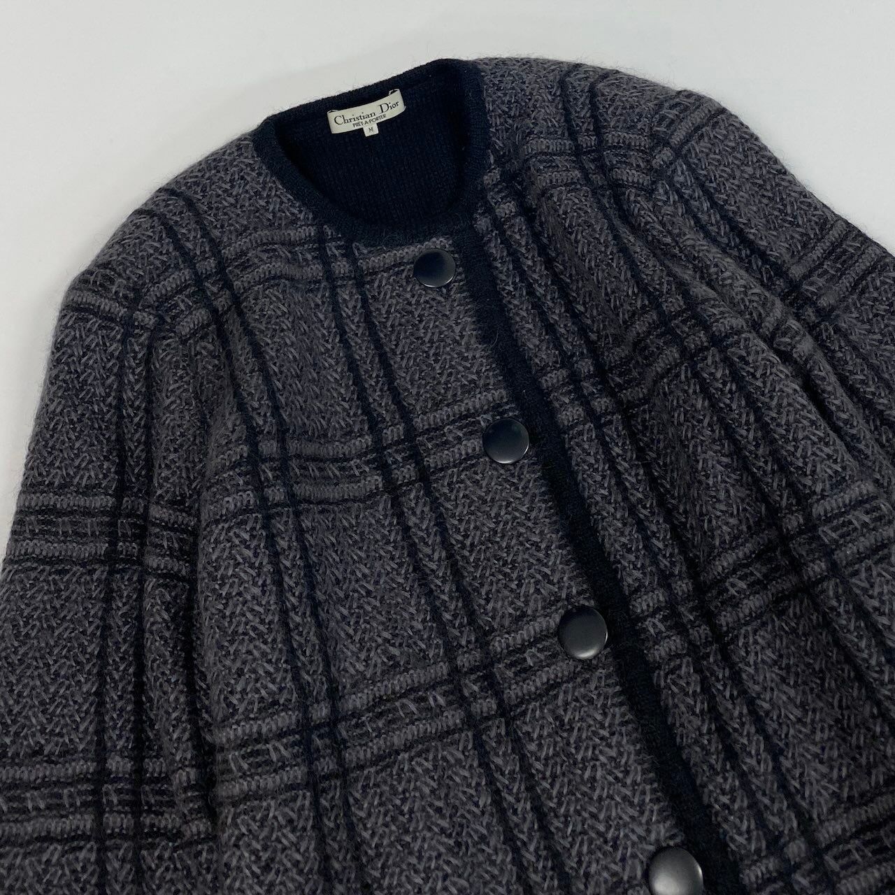 Dior Long Sleeve Knit Cardigan Length All Over Pattern M Gray — view 4