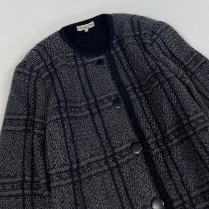 Dior Long Sleeve Knit Cardigan Length All Over Pattern M Gray — view 4