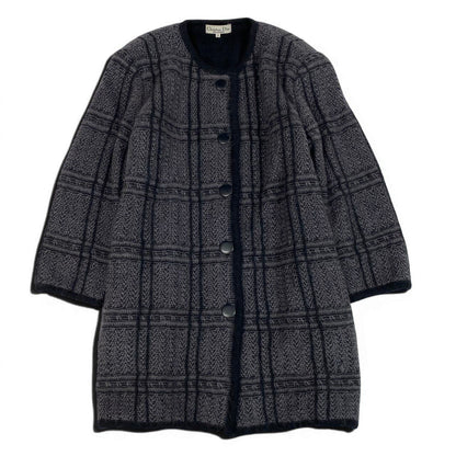 Dior Long Sleeve Knit Cardigan Length All Over Pattern M Gray — view 2