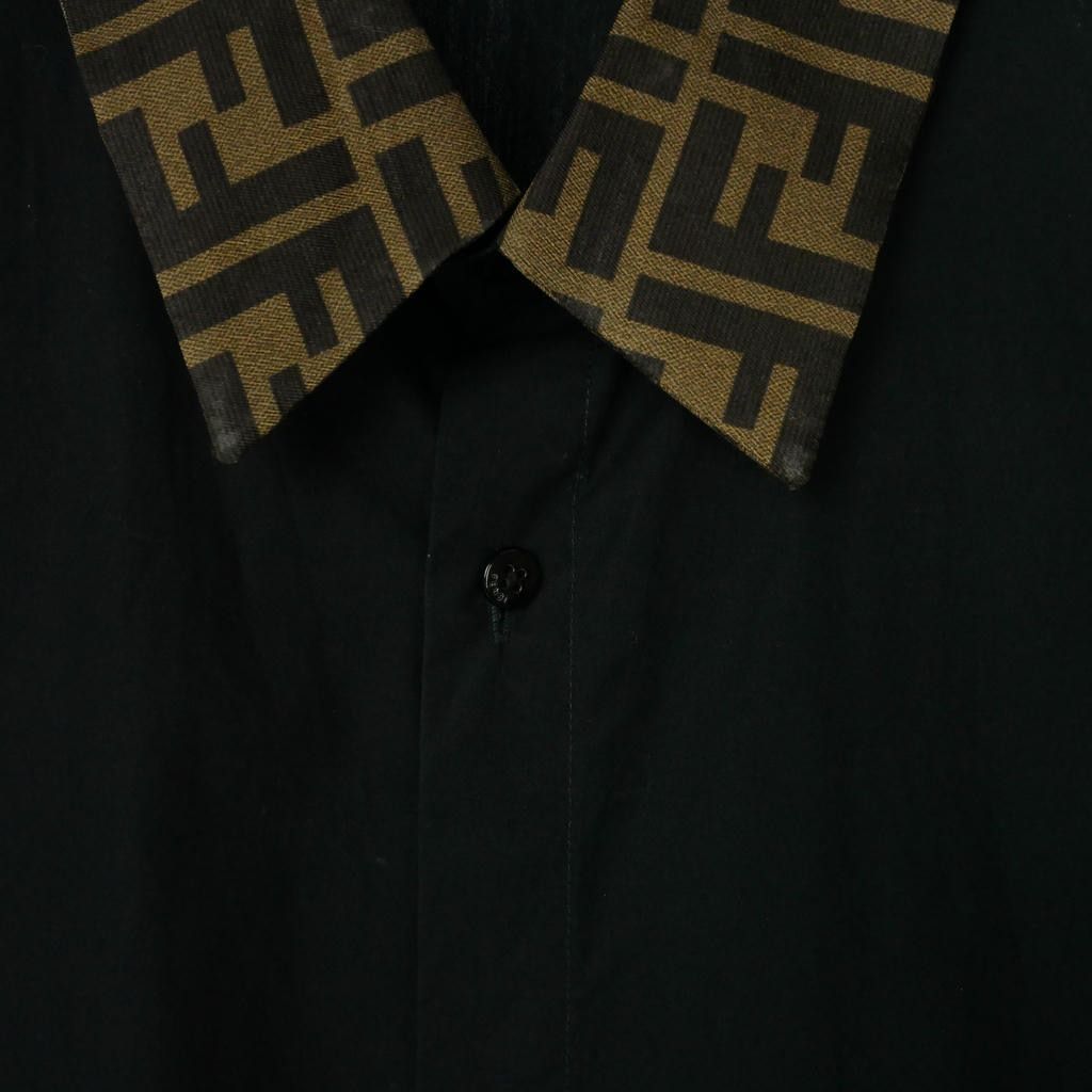 Fendi Shirt Long Sleeve Zucca Pattern Cotton Silk 41 Black — view 3