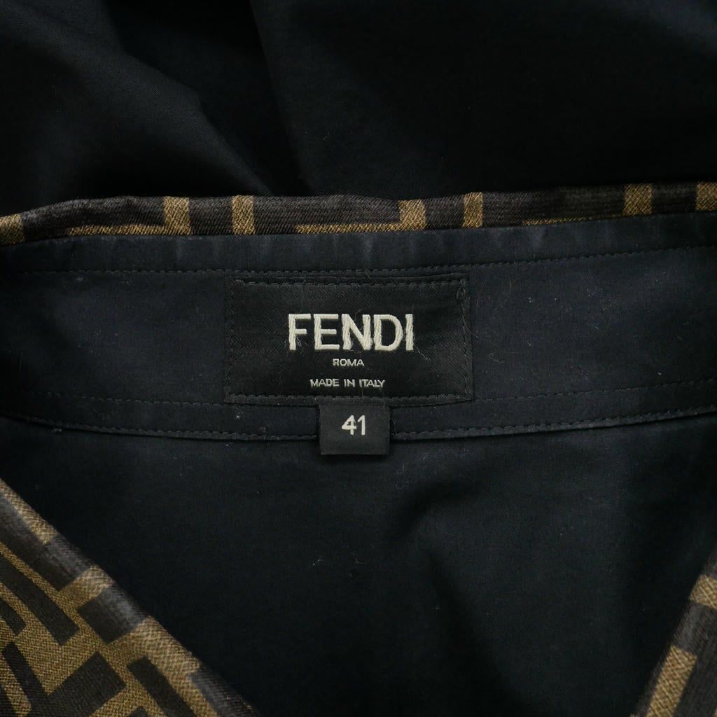 Fendi Shirt Long Sleeve Zucca Pattern Cotton Silk 41 Black — view 8
