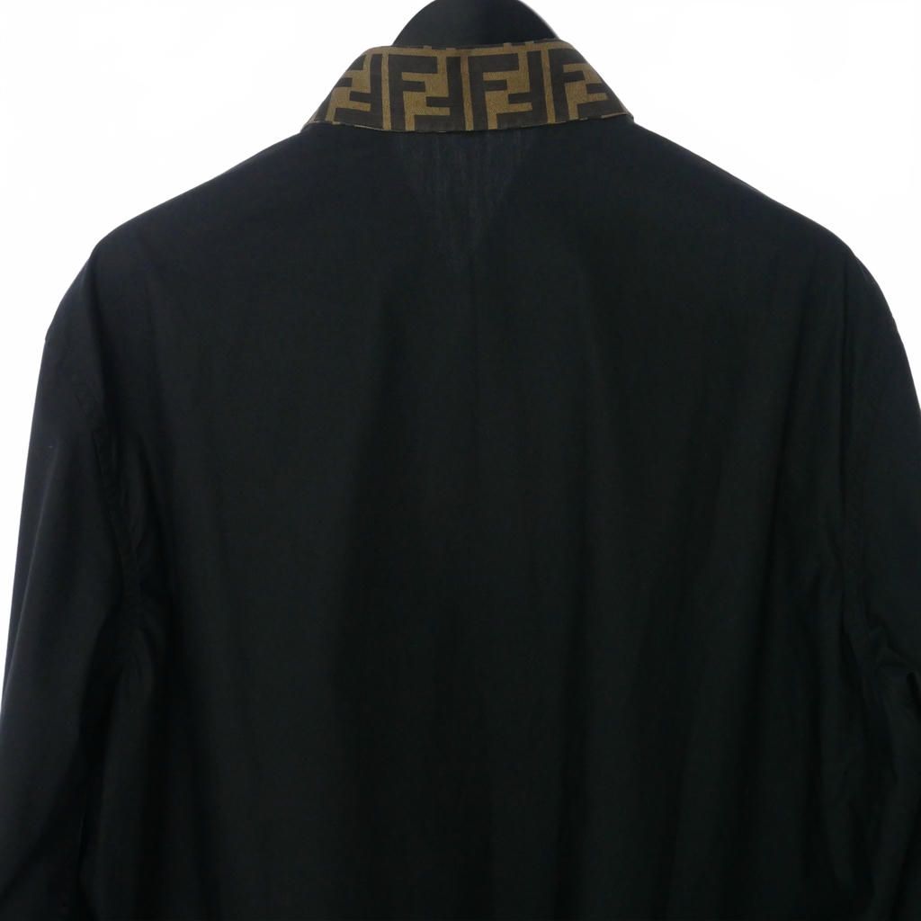 Fendi Shirt Long Sleeve Zucca Pattern Cotton Silk 41 Black — view 6