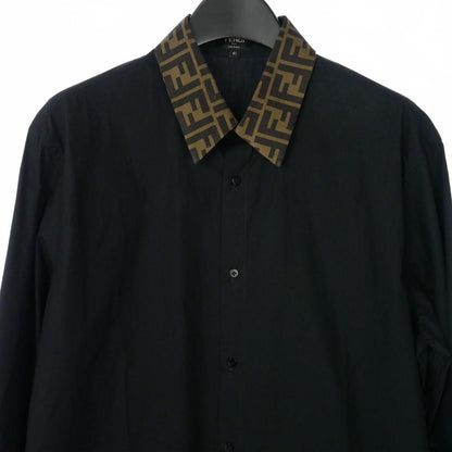 Fendi Shirt Long Sleeve Zucca Pattern Cotton Silk 41 Black — view 2