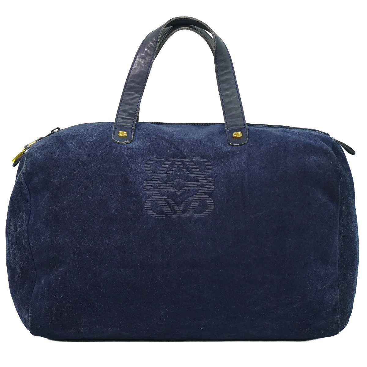 Loewe Anagram Handbag Suede Leather Navy Bag