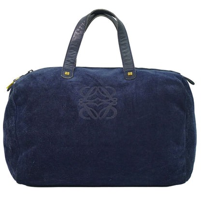 Loewe Anagram Handbag Suede Leather Navy Bag