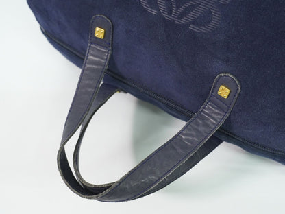 Loewe Anagram Handbag Suede Leather Navy Bag — view 4