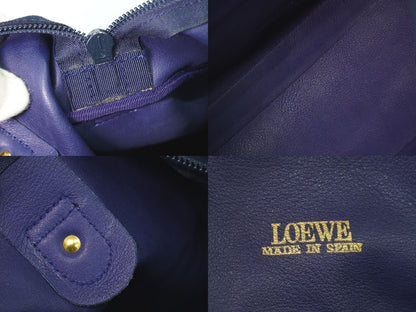 Loewe Anagram Handbag Suede Leather Navy Bag — view 9