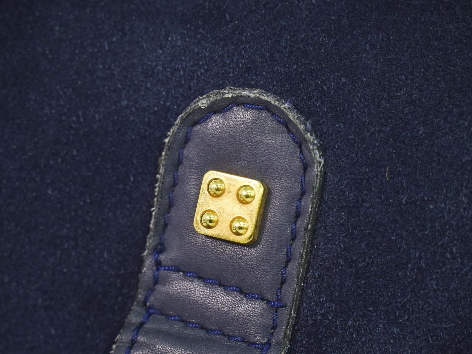 Loewe Anagram Handbag Suede Leather Navy Bag — view 6
