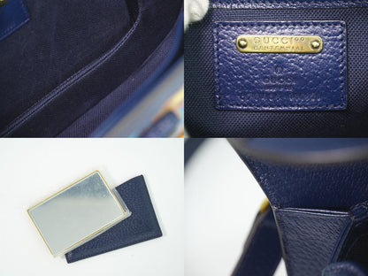 Gucci Bamboo 2-Way Shoulder Bag Pochette Leather Navy Multicolor — view 9