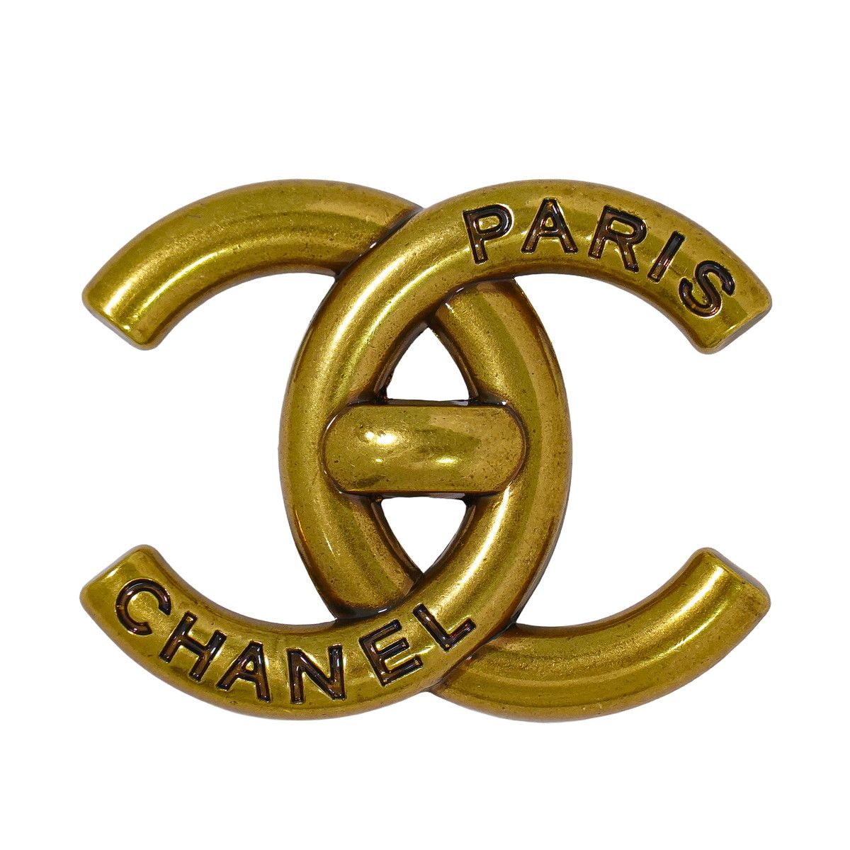 Chanel CC Logo Turnlock Brooch Gold Plated