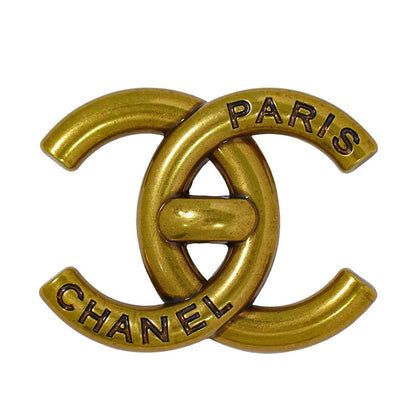 Chanel CC Logo Turnlock Brooch Gold Plated