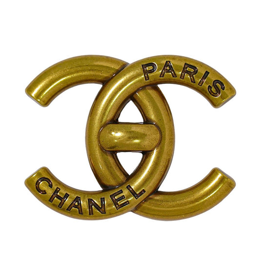 Chanel CC Logo Turnlock Brooch Gold Plated