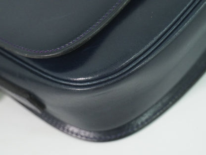Celine Horse Shoe Shoulder Bag Pochette Leather Navy — view 7
